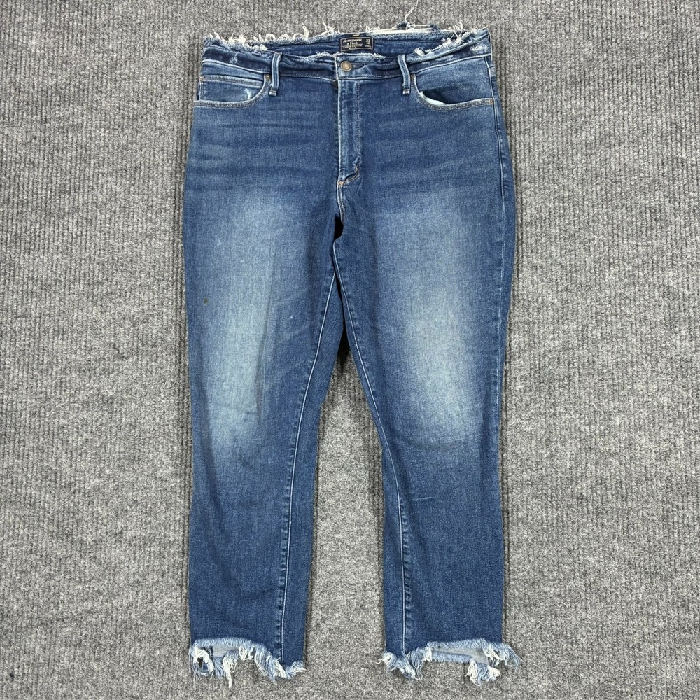Abercrombie Simone High Rise Ankle Jeans Womens 32/14 Distressed Raw Hem